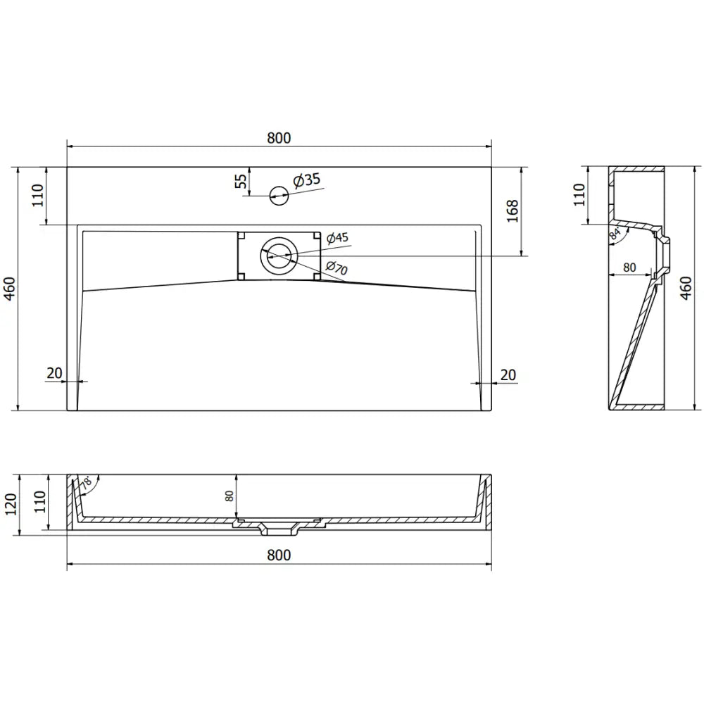 Mexen Ava Servant for Benkeplate i Kompositt 1/o 80x46 Cm Hvit