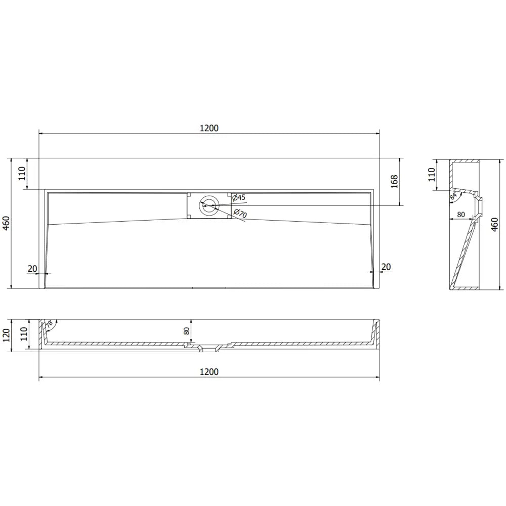 Mexen Ava Servant for Montering på Benkeplate av Kompositt B/o 120x46 Cm Hvit