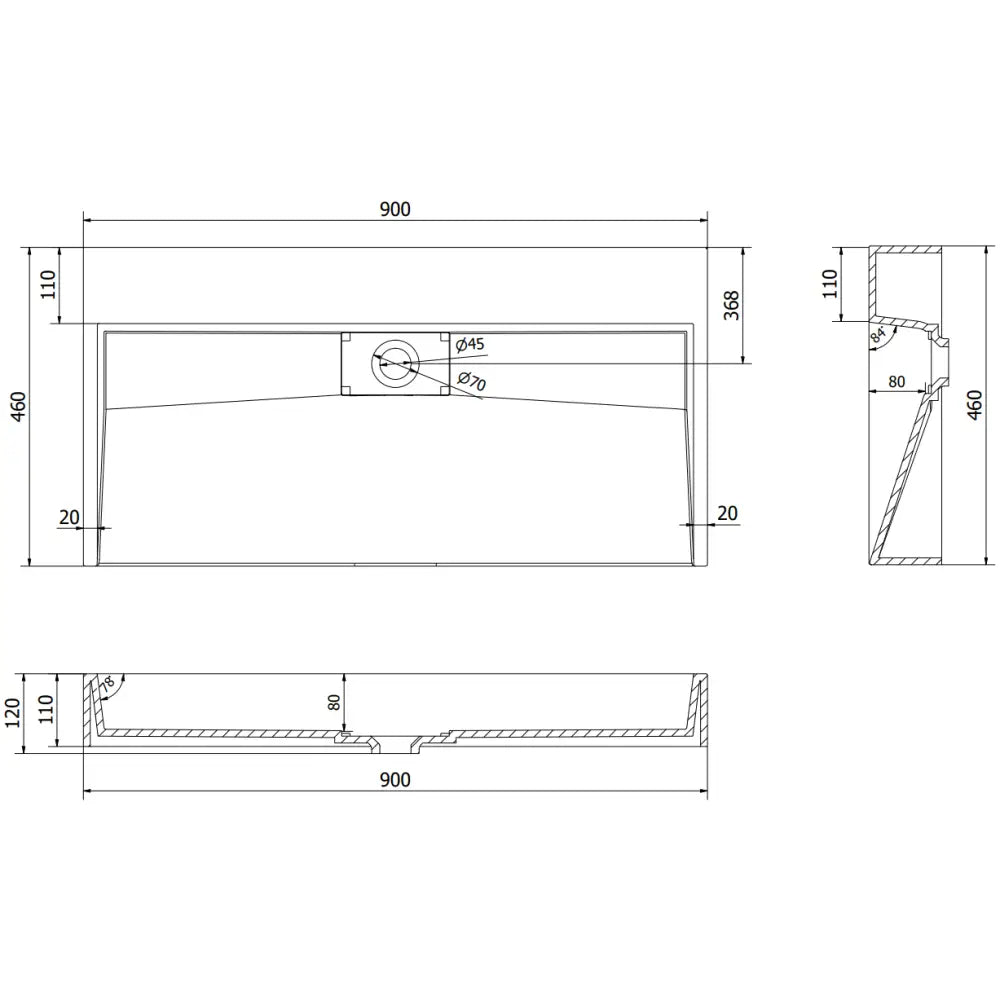 Mexen Ava Servant for Montering på Benkeplate av Kompositt B/o 90x46 Cm Hvit