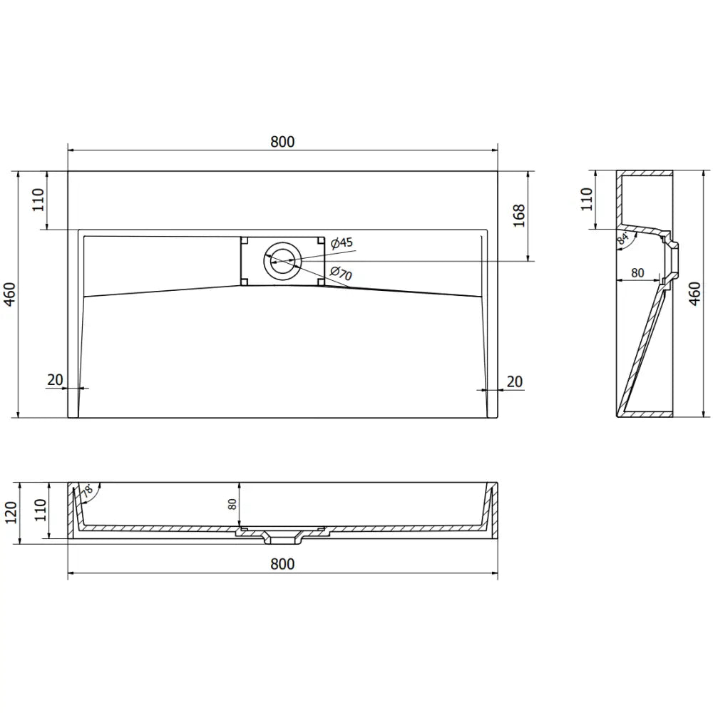 Mexen Ava Servant for Montering på Benkeplate i Kompositt B/o 80x46 Cm Svart