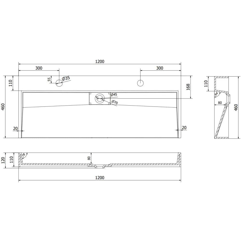 Mexen Ava Servant til Påmontering av Kompositt 2/o 120x46 Cm Hvit