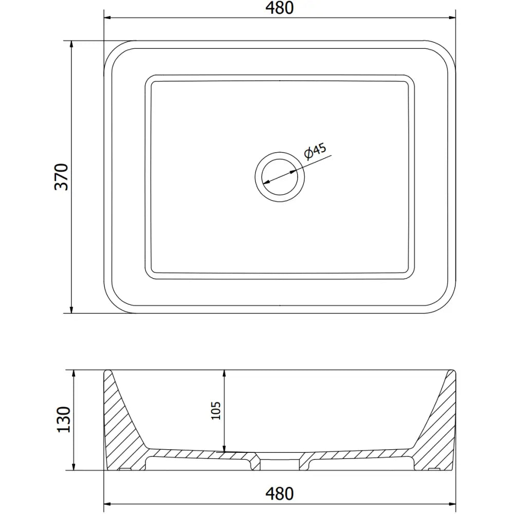 Mexen Catia Bordmontert Vask 48x37 Cm Matt Svart