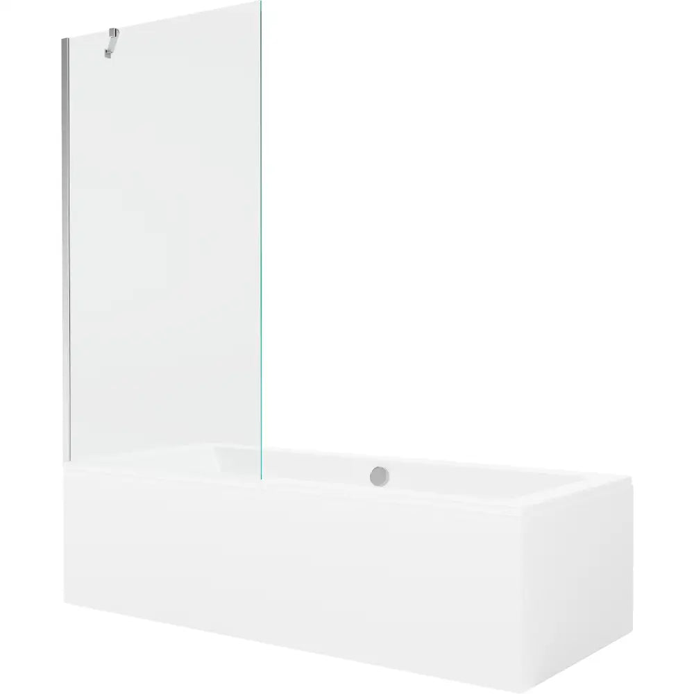 Mexen Cube Rektangulært Badekar 170x80 Cm med Kabinett og 1-dørs Dusjvegg 90 Cm Gjennomsiktig Krom - 550517080x