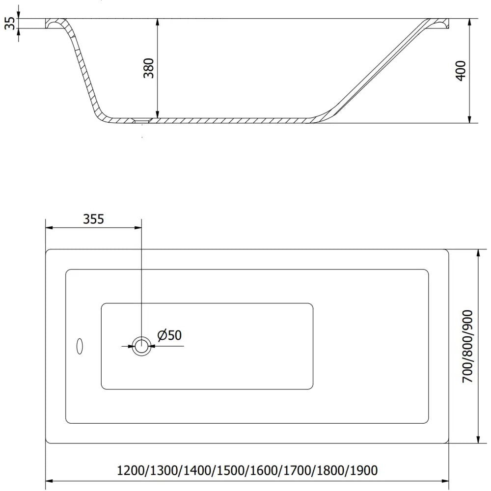 Mexen Cubik Rektangulært Badekar 120x70 Cm med Kledning Hvit - 55031207000x