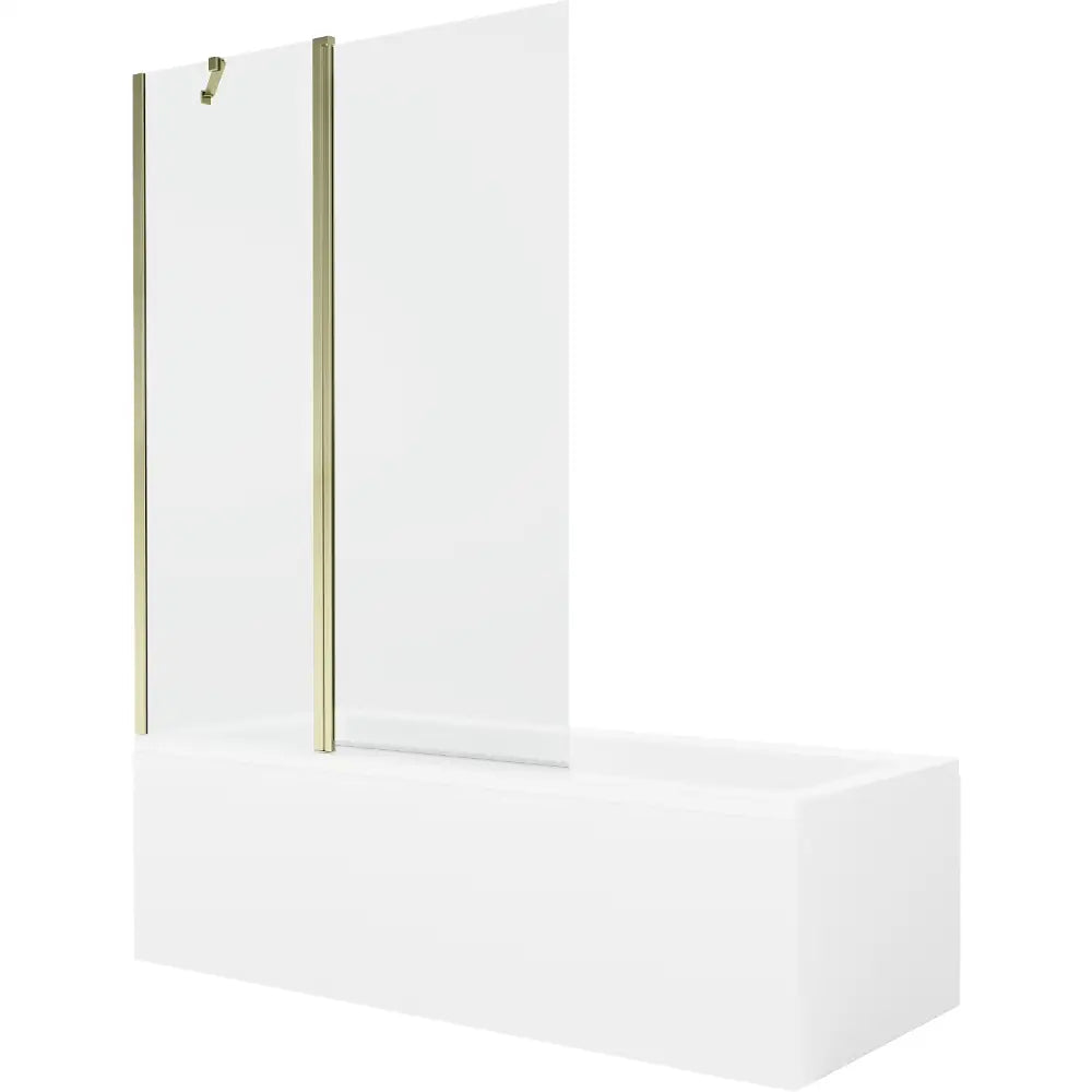 Mexen Cubik Rektangulært Badekar 150x70 Cm med Kabinett og En-dørs Dusjvegg 120 Cm Gjennomsiktig Gull - 550315070x