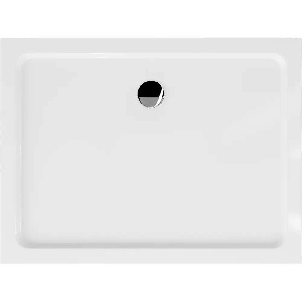 Mexen Flat Rektangulært Slim Dusjbrett 110x100 Cm Hvitt Krom Avløp