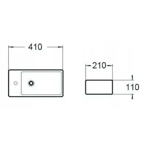 Mexen Inez Servant for Benkeplate Høyre 41x21 Cm Hvit - 21484000r