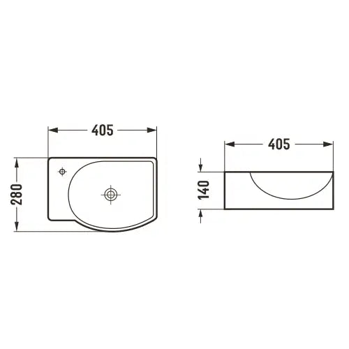 Mexen Mista Servant for Plassering på Benkeplate Høyre 40x28 Cm Hvit - 22174000r