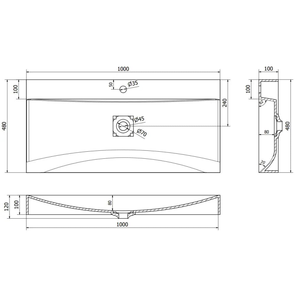 Mexen Poli Servant for Påmontering av Kompositt 1/o 100x48 Cm Svart