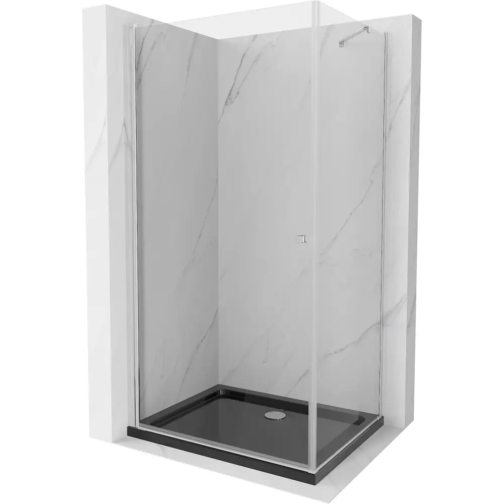 Dusjhjørne med Dusjbrett med Vippbar Dør 70x80 Cm Gjennomsiktig Krom