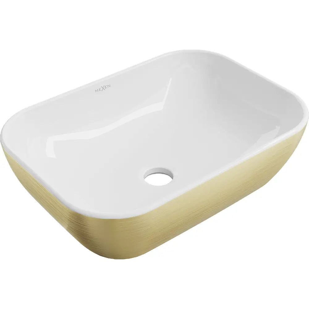 Mexen Rita Bordmontert Vask 45x32 Cm Hvit/gull Linjer