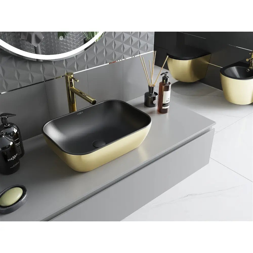 Mexen Rita Overflatevask 45x32 Cm Matt Svart/gull