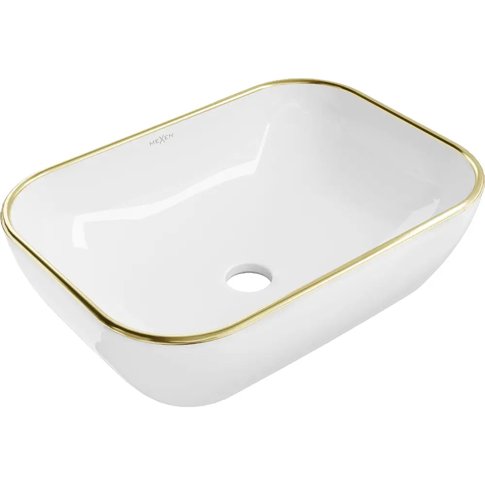 Mexen Rita Servant for Montering på Benkeplate 45x32 Cm Hvit med Gyllen Kant