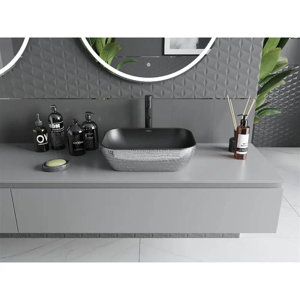 Mexen Rita Servant for Nedfelling 45x32 Cm Svart Matt/sølv Skjellmønster