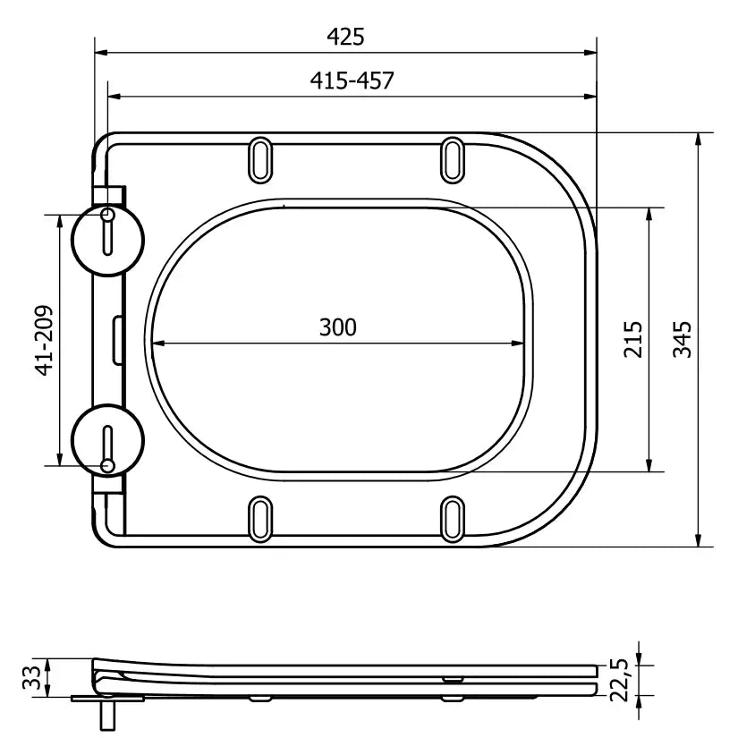 Mexen Slim Soft-close Toalettsete Duroplast Svart