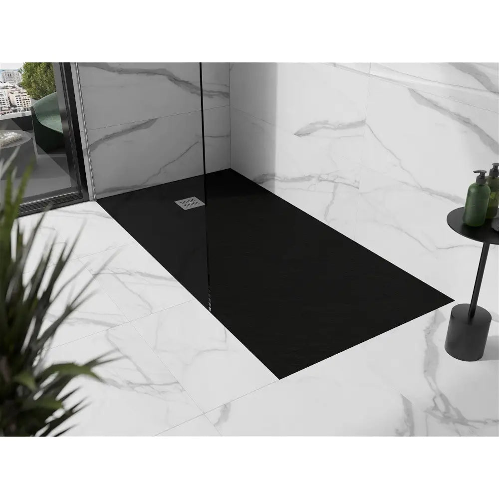 Mexen Stone + Kompositt Rektangulært Dusjbrett 180x80 Cm Svart