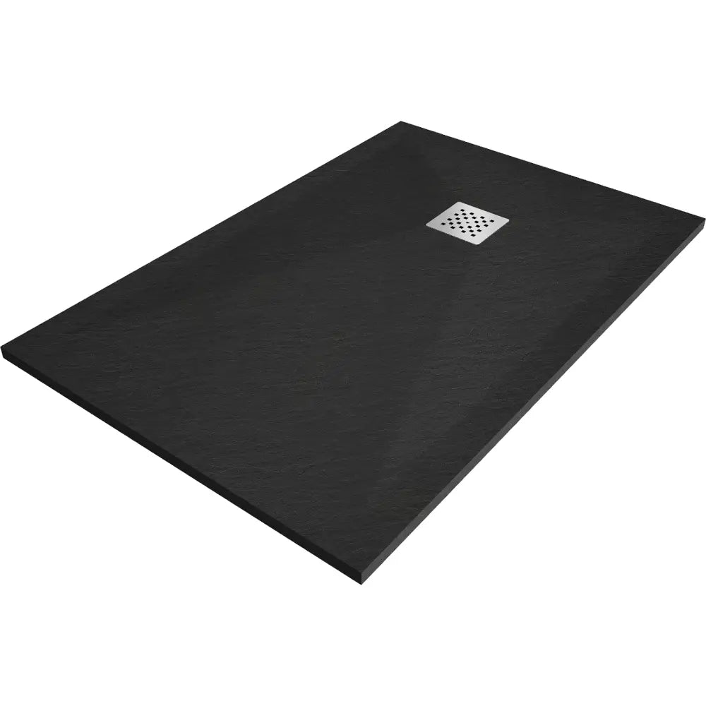 Mexen Stone + Rektangulært Kompositt Dusjkabinett 140x90 Cm Svart