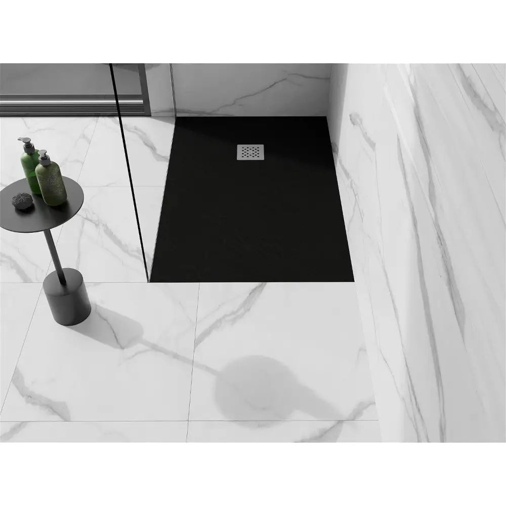 Mexen Stone + Rektangulært Kompositt Dusjkabinett 140x90 Cm Svart