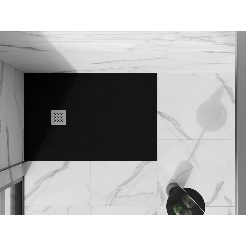Mexen Stone + Rektangulært Kompositt Dusjkabinett 140x90 Cm Svart