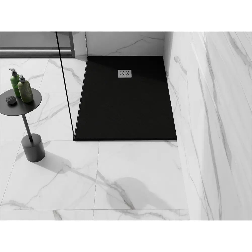 Mexen Stone + Rektangulært Kompositt Dusjkabinett 140x90 Cm Svart