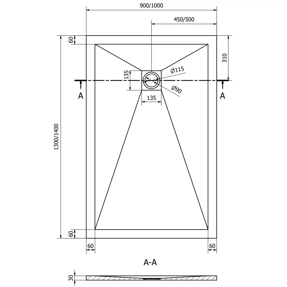 Mexen Stone + Rektangulært Kompositt Dusjkabinett 140x90 Cm Svart
