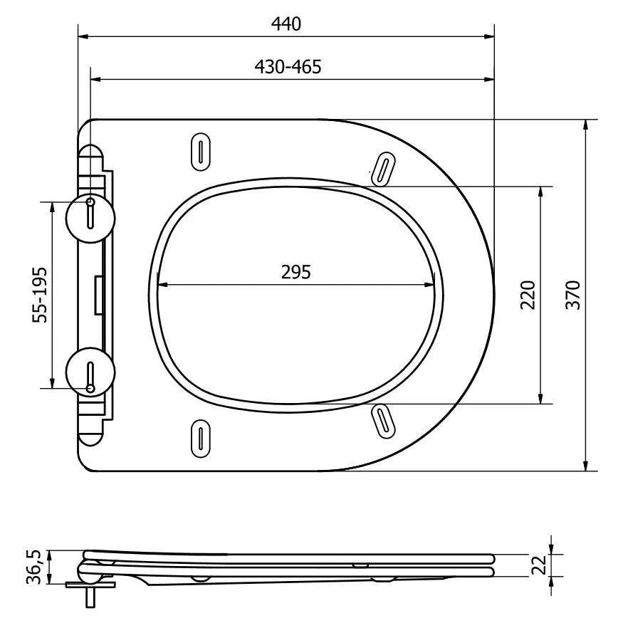 Mexen Toalettsete i Slim Design Duroplast Sort