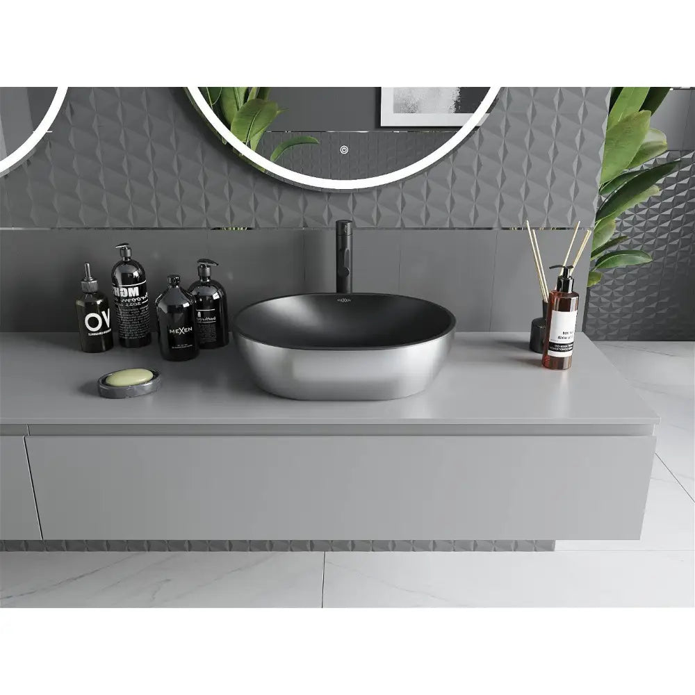 Mexen Viki Servant for Montering på Benkeplate 48x35 Cm Matt Svart/sølv