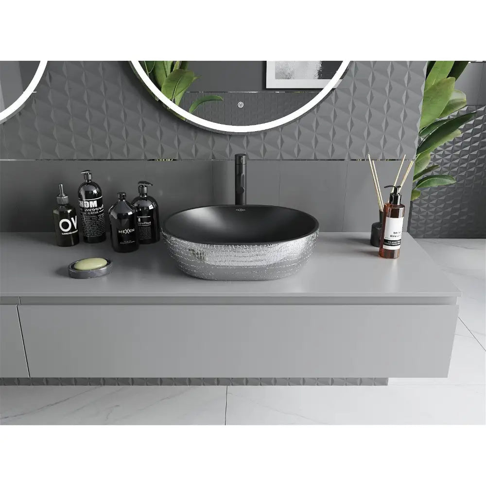 Mexen Viki Servant for Nedfelling 48x35 Cm Matt Svart/sølv Skjellmønster