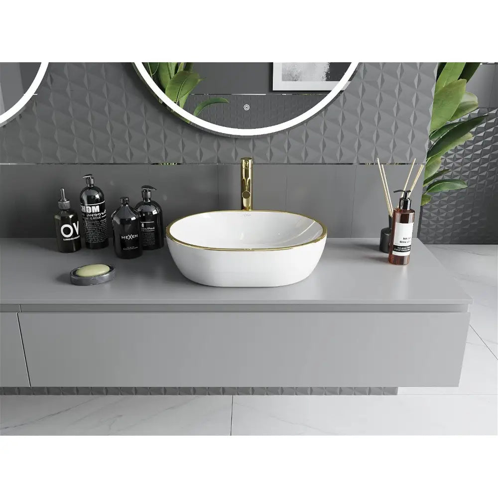 Mexen Viki Servant for Plassering på Benkeplate 48x35 Cm Hvit/gull Kant