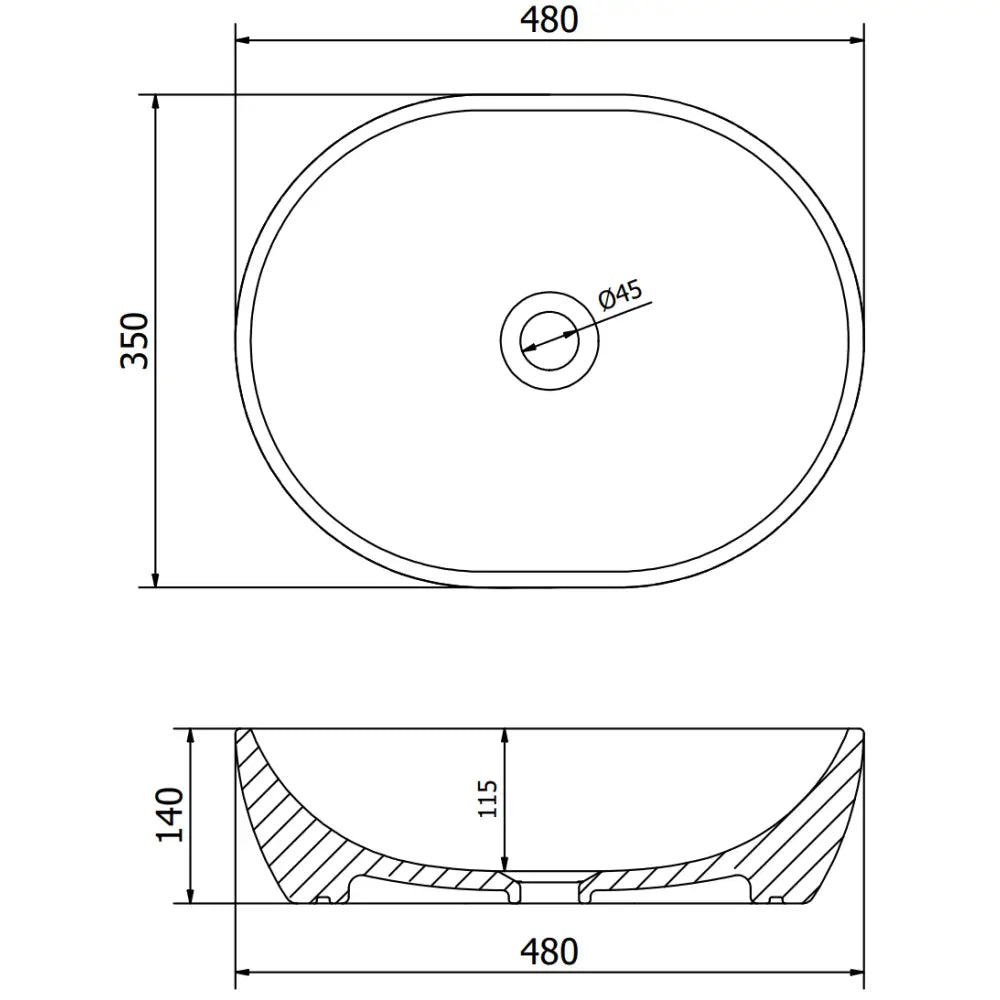 Mexen Viki Servant til Benkeplate 48x35 Cm Matt Svart