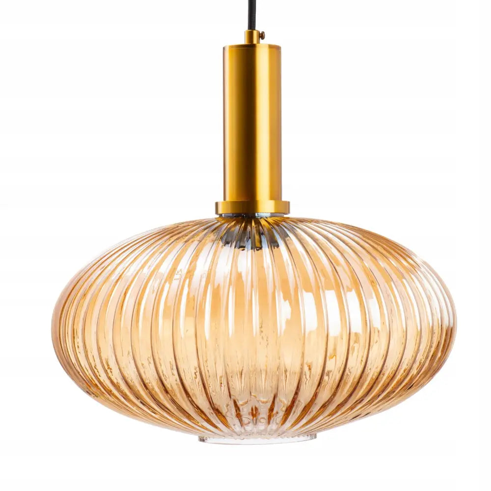 Moderne Hengende Glasslampe Gullfarget Amber Stor (ep015-4 C-ga)