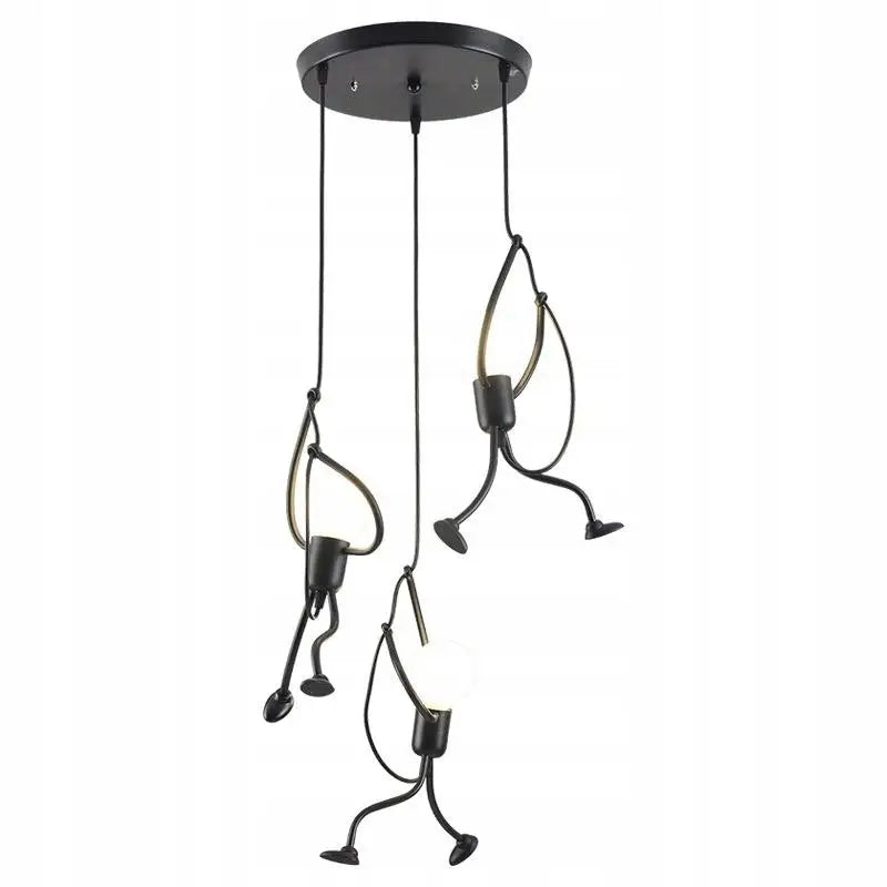 Moderne Loft Taklampe Svart Figurformet Humanoid 3 Lys Elegant