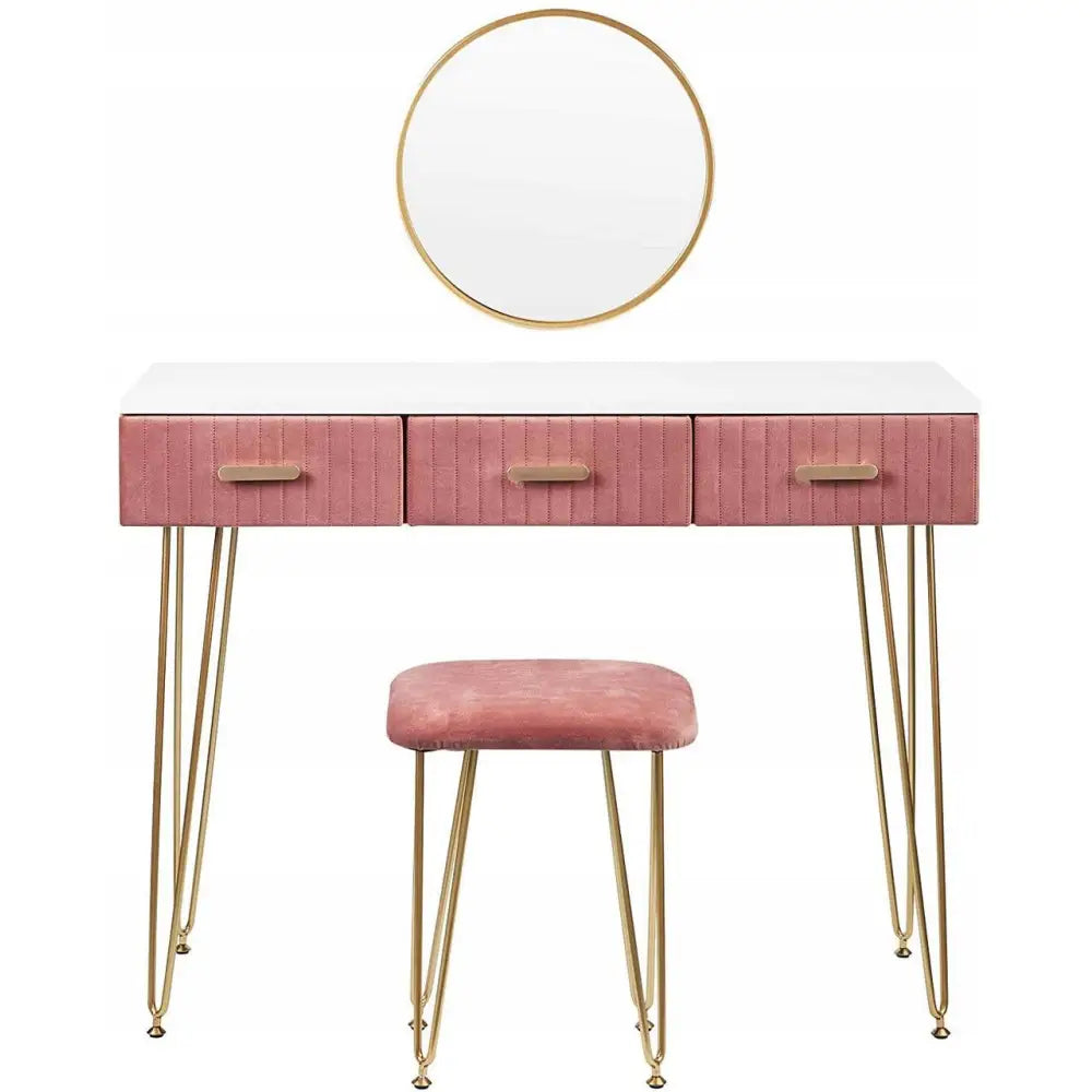 Moderne Sminkebord til Soverommet med Krakk i Rosa