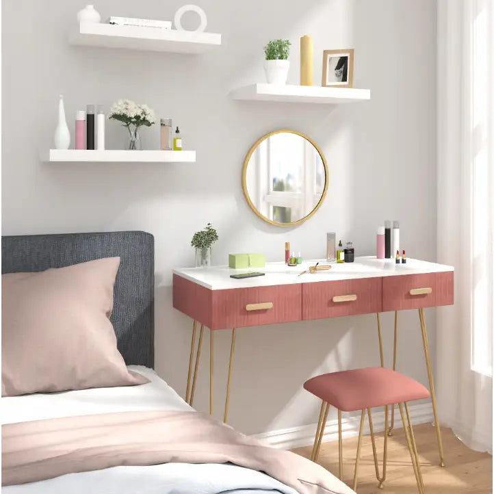 Moderne Sminkebord til Soverommet med Krakk i Rosa
