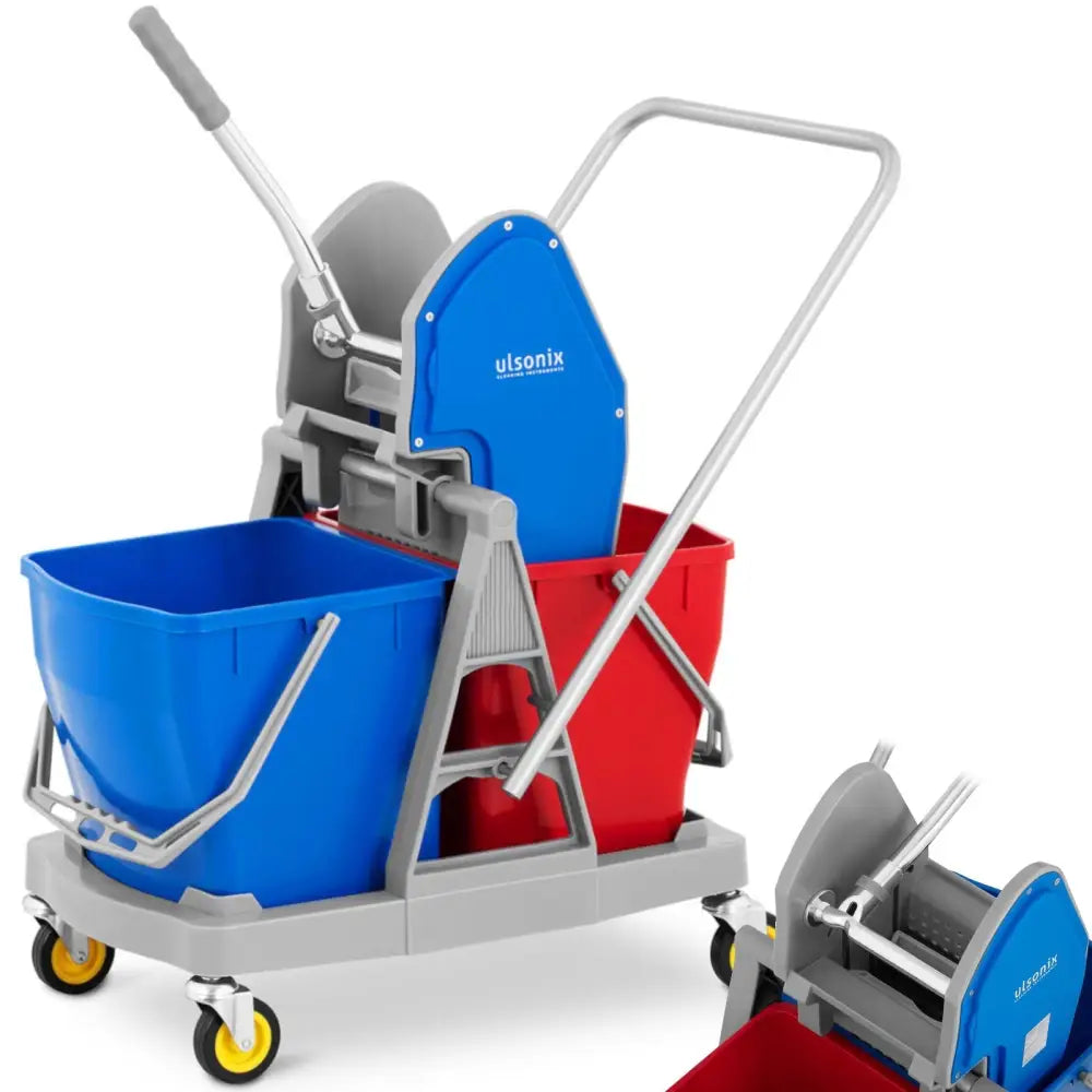 Moppvogn med Flatmopptrykk og 2 x 20 l Bøtter