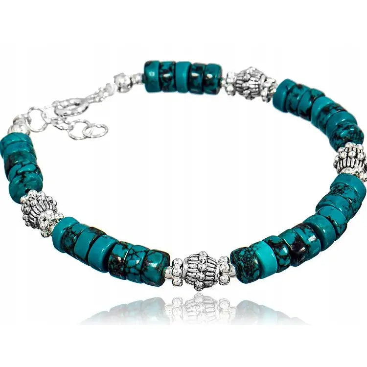 Armbånd Dame med Turkis og Sølv Charms