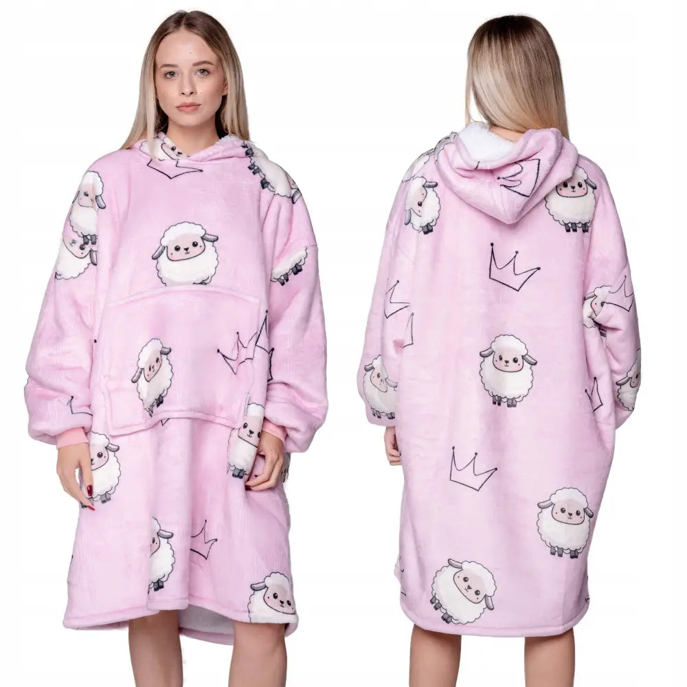 Oversize Varm 2-i-1 Tykk Xxl Fleecepledd med Ermer