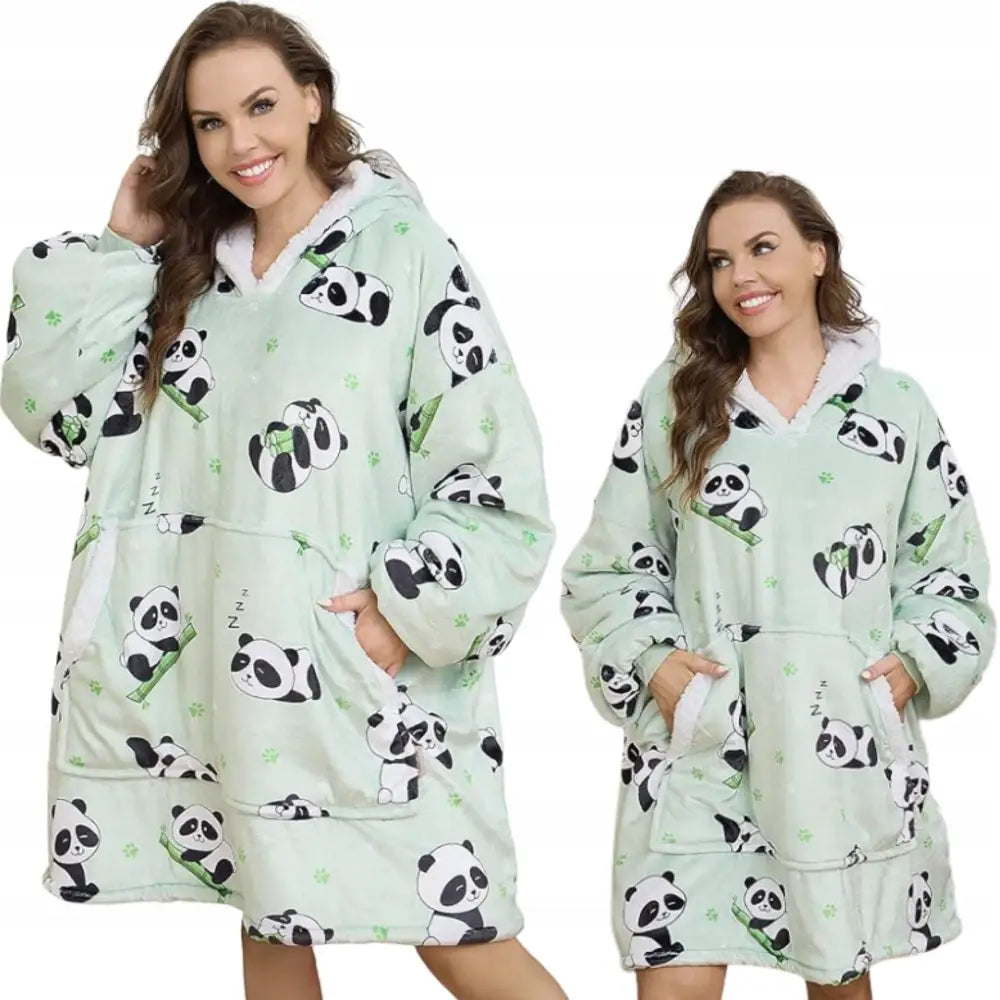 Oversized Varm 2-i-1 Tykk Xxl Pels Langermet Hettegenser Kosegenser
