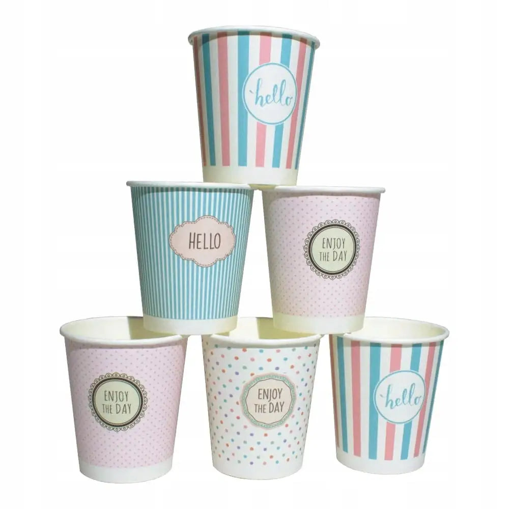Papirkopper til Kaffe 250ml 1000stk - Pastell Mix