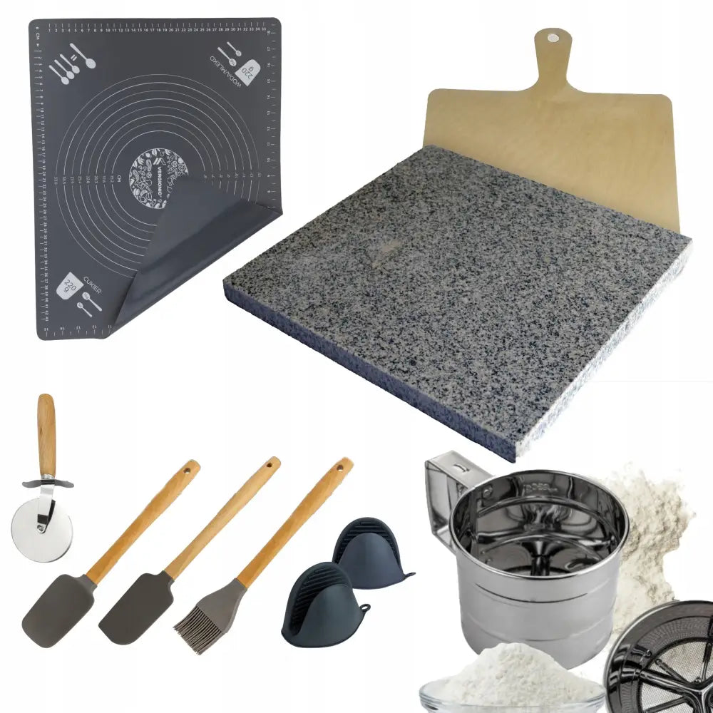 Pizzasteinsett med Spade Bakebord og Tilbehør