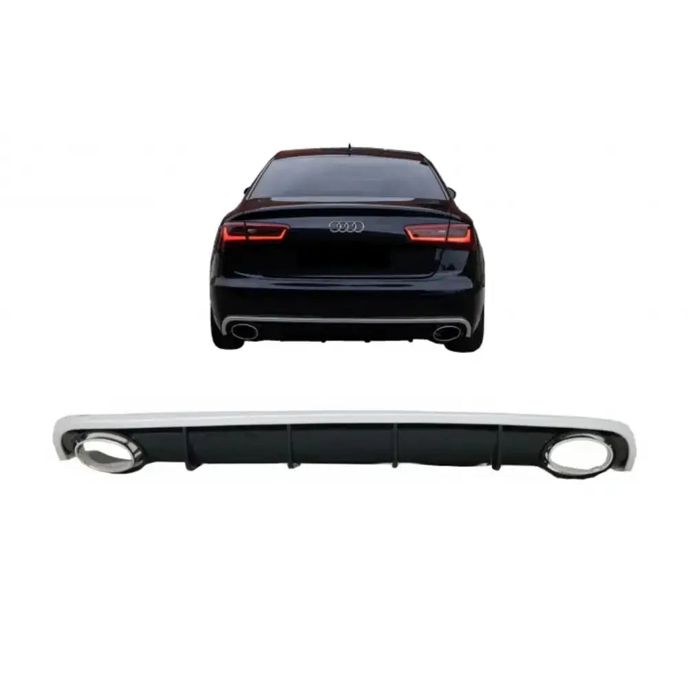 Rear Bumper Valance Diffuser & Exhaust Tips Suitable for Audi A6 C7 4g Limousine Avant (2010-2014) Rs6 Design