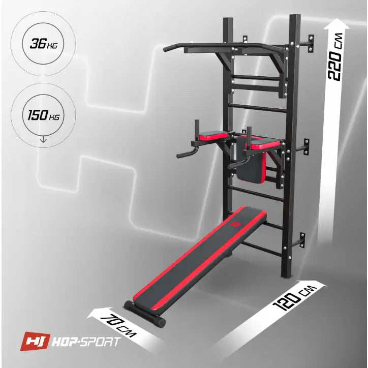 Ribbevegg med Parallelle Barer og Treningsbenk Hs-1008k