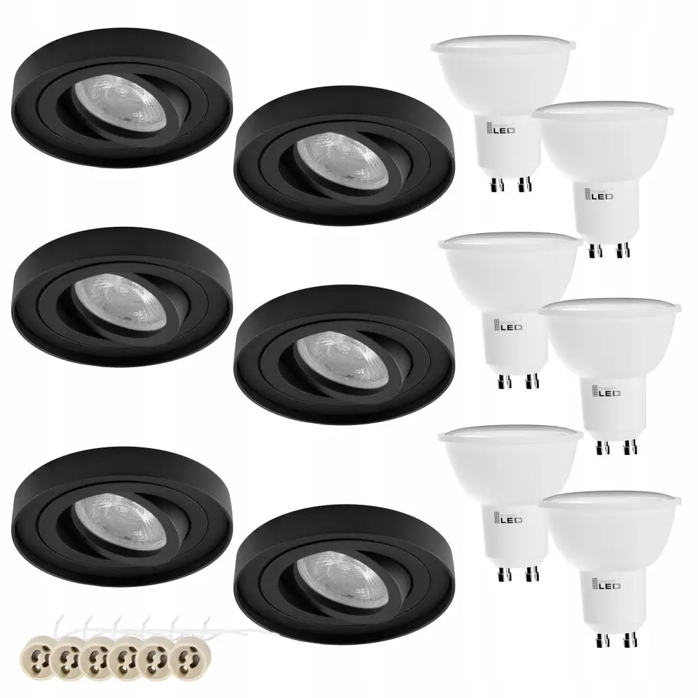 Sats med 6 Stk Innfelt Led-halogen Gu10 3w