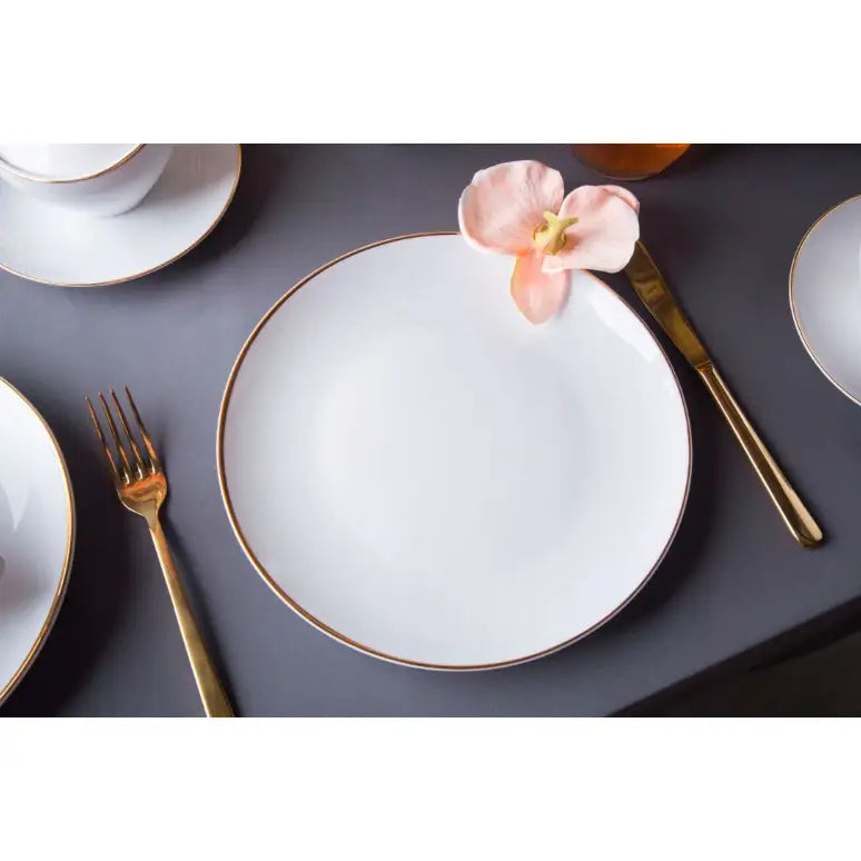 Servise for Middag Porselenstallerkener Mariapaula Moderna Gold 18 Deler for 6 Personer