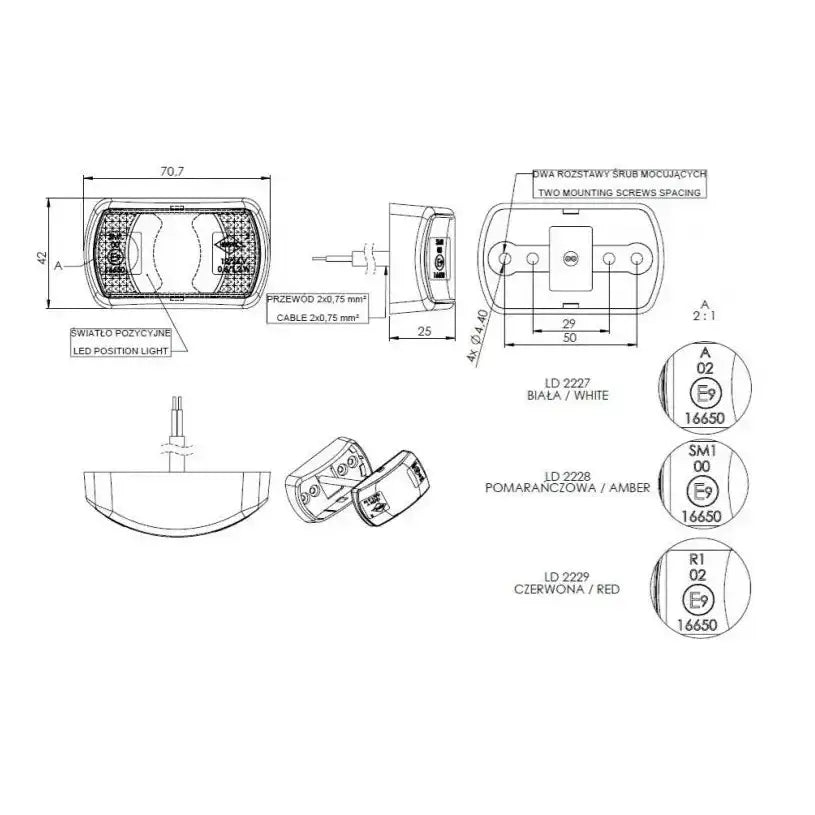 Sett med 4x Led Klaringslamper Horpol Ld 2227 Hvit
