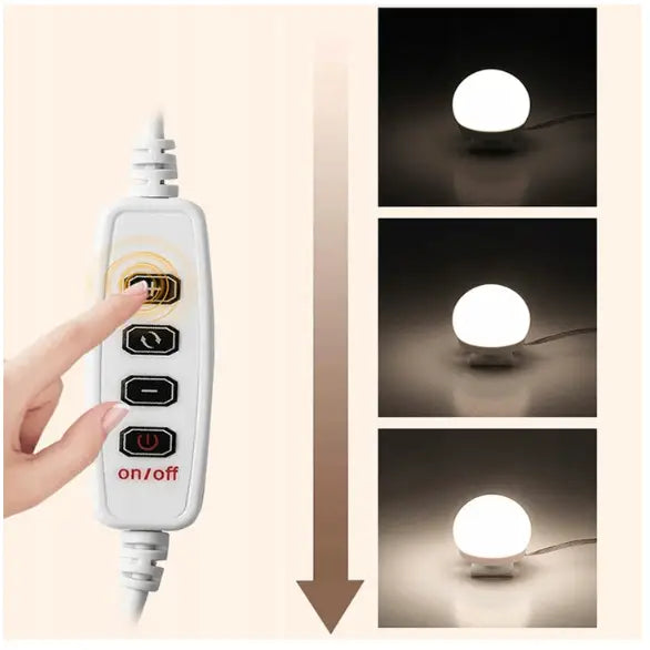 Sminkebord med Led-speil Hvit + Rosafarget Krakk