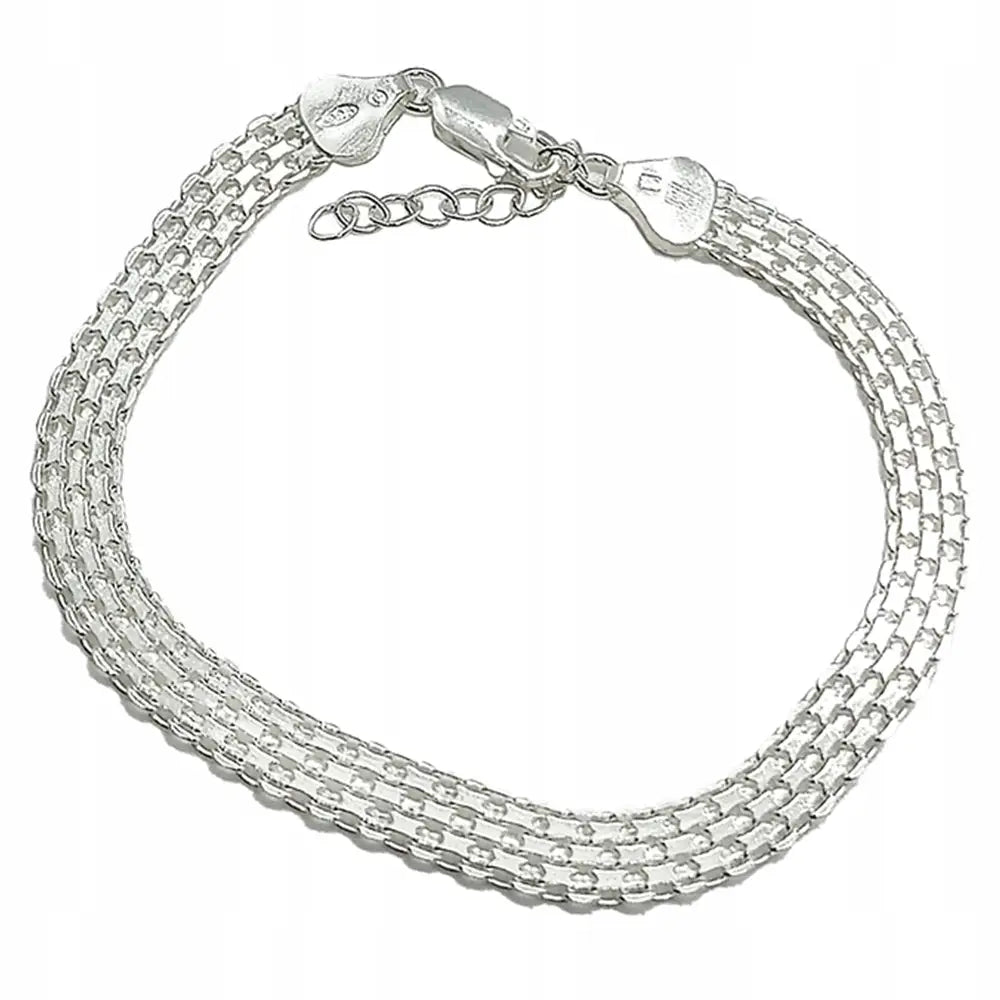 Armbånd Dame 925 Sølv Flettet med Charms Elegant