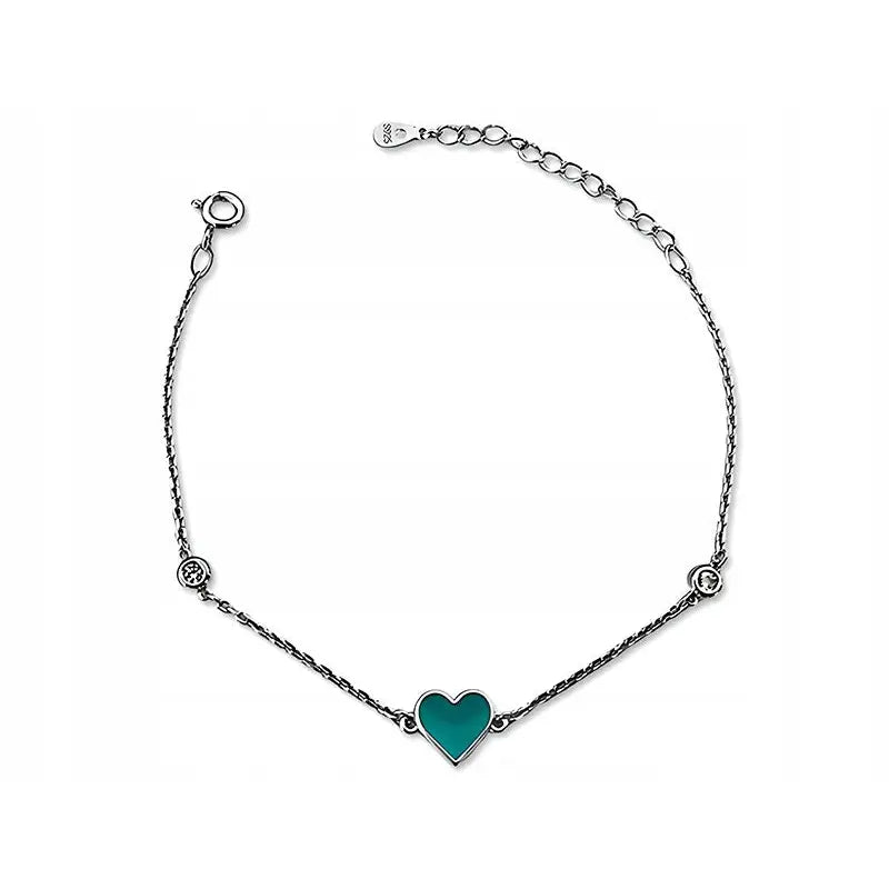 Armbånd Dame med Turkis Hjerte og Zirkoner