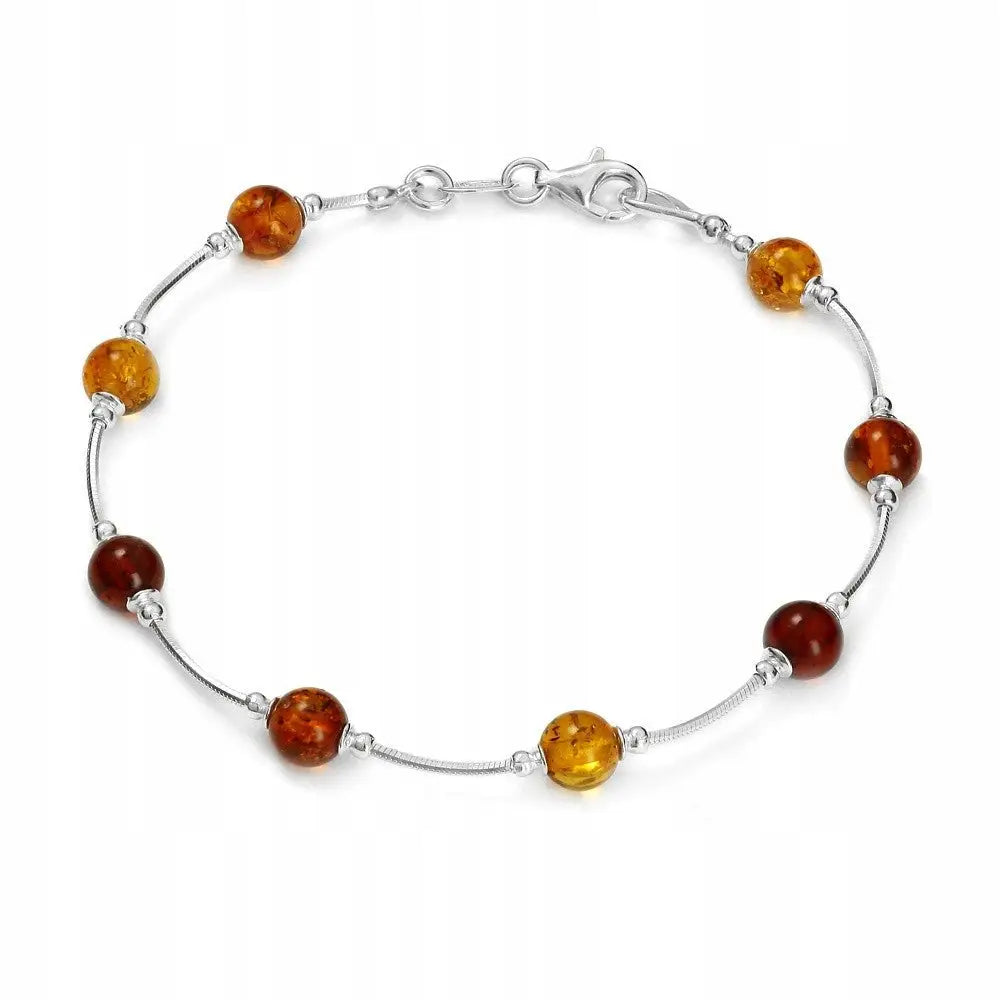 Armbånd Dame med Bernsteinkuler og Charms