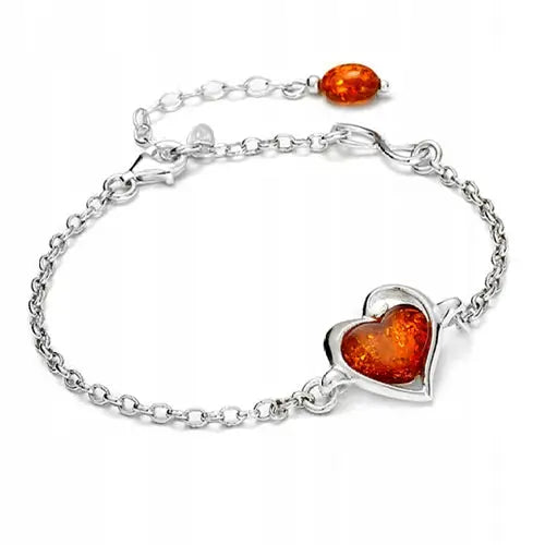 Armbånd Dame med Hjerte og Rav Charms